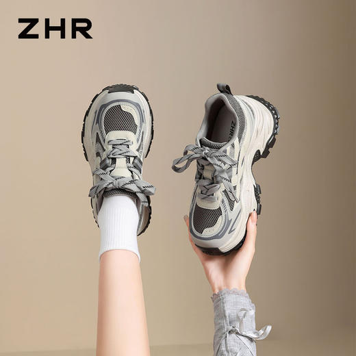 ZHR则则老爹鞋女2026夏季新款厚底增高轻便休闲银色跑步鞋运动鞋 商品图9