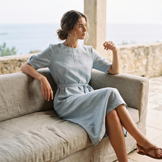 PALUOPO/PL19姆米弹力冠乐绉桑蚕丝圆领肌理感减龄提花连衣裙ES250083Z 商品图3