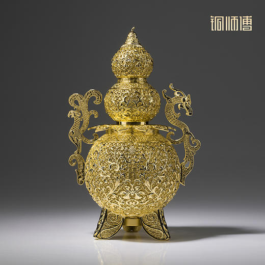 铜师傅《龙凤呈祥》新中式玄关办公室桌面花丝葫芦福禄乔迁开业礼物 商品图2