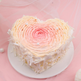 【一见倾心】动物奶油粉色爱心渐变玫瑰蛋糕，送女神告白专用（深圳幸福西饼）