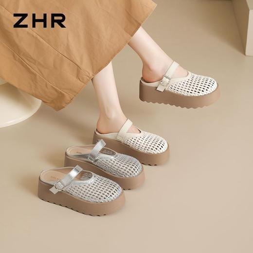 ZHR则则包头编织半拖鞋女2026新款夏季厚底外穿轻便配裙罗马凉拖 商品图9