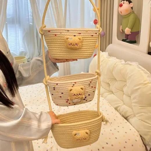 【多层多格收纳❗承重稳定】挂袋卡通挂墙收纳篮挂筐宿舍房间悬挂卧室壁棉线编织墙挂式门后。xb 商品图0