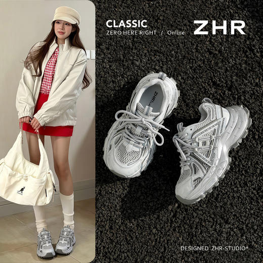 ZHR厚底老爹鞋女2026年春夏季新款银色增高透气鞋子运动鞋软底休闲 商品图2