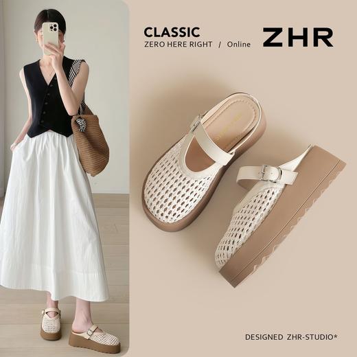 ZHR则则包头编织半拖鞋女2026新款夏季厚底外穿轻便配裙罗马凉拖 商品图3