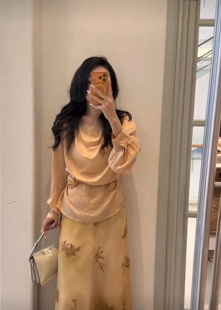 【门店同款】ENJOY夏季雾杏蔷薇荡领上衣 171195818 商品图1