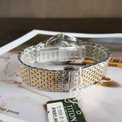 【99新】TITONI 梅花TQ 52926 SY-340石英机芯37MM（男款）纤薄系列精钢镀金160426NJ36 商品图6