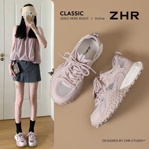 【猪皮垫】ZHR网面透气德训鞋夏季新款浅紫甜美阿甘鞋休闲运动鞋 商品图0