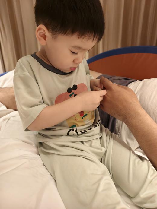 【天丝晾感家居服】高帽熊儿童莱赛尔睡衣春夏季凉感薄款男女童短袖长裤家居服中大童空调服100-180cm 商品图5