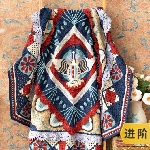 苏苏姐家鸿雁团花平棋毯子手工DIY家居钩针毛线4股棉自制材料包 商品图0