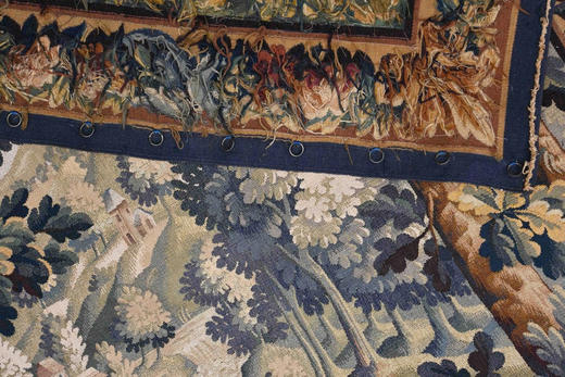 独角鹿西洋古董20世纪中叶法国Aubusson地区Tabard工坊出品风景主题羊毛挂毯《林间鹭影》 商品图7