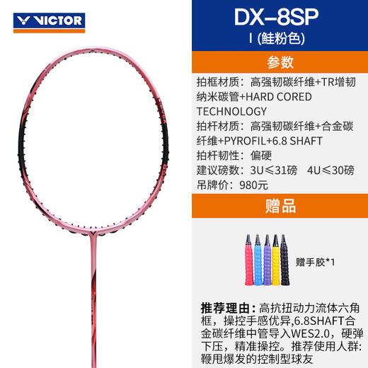 【618活动进行中】VICTOR威克多羽毛球拍纳米8全碳素攻守兼备单拍DX-8SP 商品图1