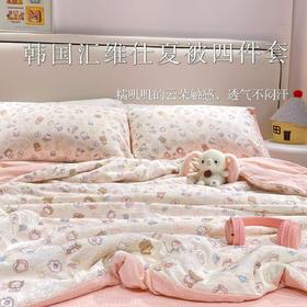 199元/到手4件套【夏被*1+床单*1+枕头套*2】出口韩国汇维仕双层纱夏被四件套/双面2色200*230cm  【W01】