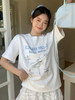 西遇白色宽松正肩短袖T恤女2026夏季新款芭蕾风字母印花休闲上衣SS060326 商品缩略图0