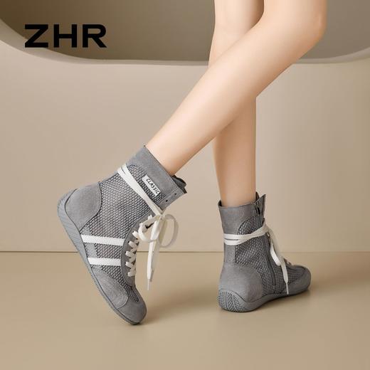 ZHR透气网面高帮休闲鞋女2026夏新款增高户外靴轻便运动女靴 商品图4