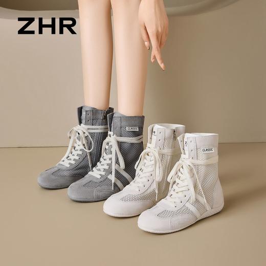 ZHR透气网面高帮休闲鞋女2026夏新款增高户外靴轻便运动女靴 商品图8