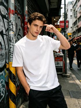 【莱赛尔蚕丝外穿】SCHIESSER舒雅春夏男士纯色莱赛尔+蚕丝 舒适圆领短袖休闲舒适上衣35/19927U