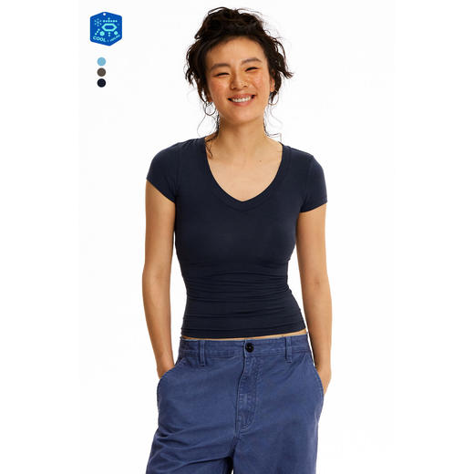 CryingCenter 凉感面料升级版 低饱和糯感V领领短袖上衣 哭喊中心 商品图3