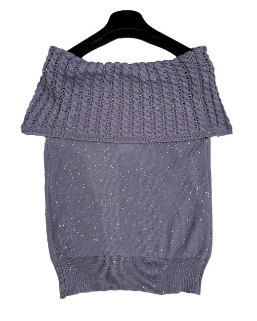 女款闪片一字肩针织衫zi025 商品图1