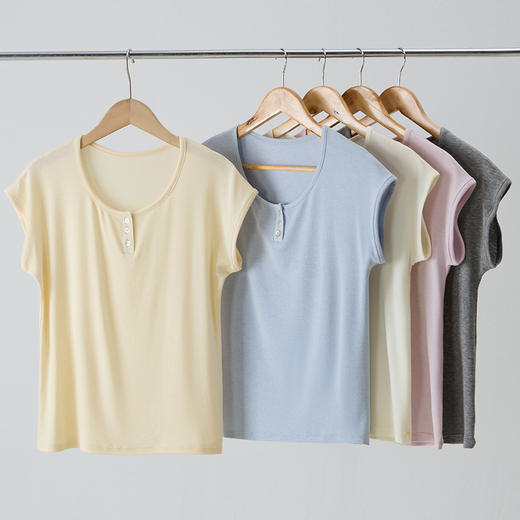 有进口凭证！【特妮娜 天丝醋酸羊毛•亨利领T】面料全部采用进口材质 采用新式高密窄针工艺 车线高密平整 无多余线头 精致做工 简约百搭  上身不粘肤 透气排汗 商品图6