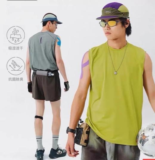 山系机能风外纯色宽松！夏季男女户外拼接撞色骑行运动圆领背心 商品图1