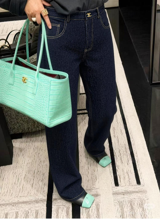 女款书包扣刺绣牛仔长裤la025 商品图3