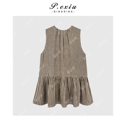 PanYiXiu/潘依绣100%亚麻竖条纹松弛减龄无袖背心衬衫 W-63208 商品图2