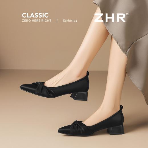 ZHR法式蝴蝶结尖头粗跟单鞋女2026新款显高显瘦优雅气质浪漫女鞋 商品图8