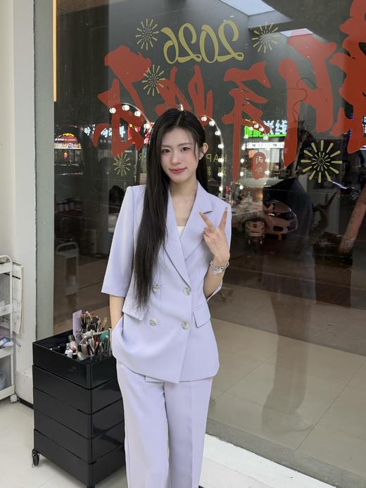 法小曼*子珍【芋泥啵啵】夏日紫色西装套装(预售7天) 商品图0