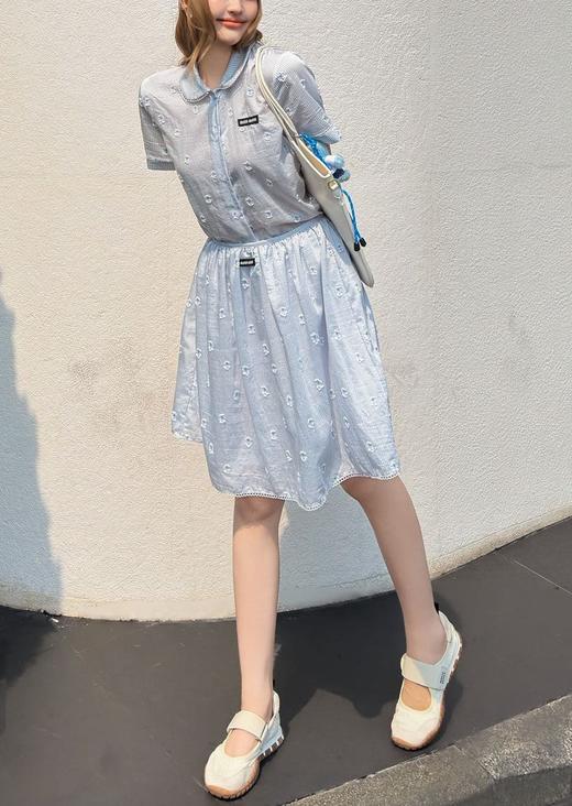 女款花边条纹衬衫半裙套装la017 商品图5