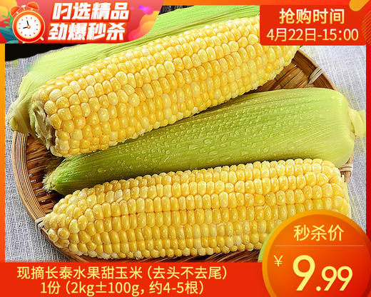 现摘长泰水果甜玉米（去头不去尾）/1份（2kg±100g，约4-5根） 商品图0