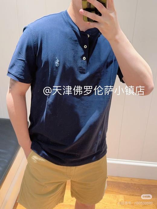 拉夫劳伦网眼棉小马标亨利领短袖T恤 商品图1