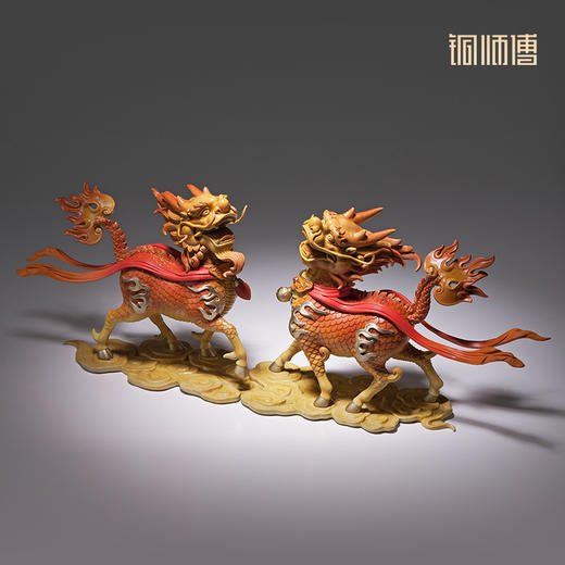 铜师傅《麒麟献瑞》客厅桌面铜摆件 家居装饰工艺品 商品图2