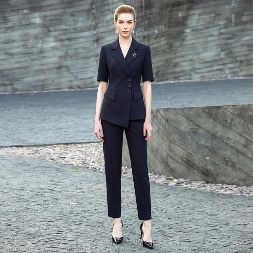 IWY/高级感短袖西装套装女夏季新款商务面试职业正装酒店工作服WC511+WP512 商品图0