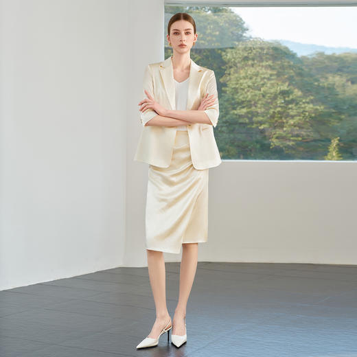 IWY/江南千金范米白色100%醋酸西装套装女富家穿搭套裙6CS08 商品图2