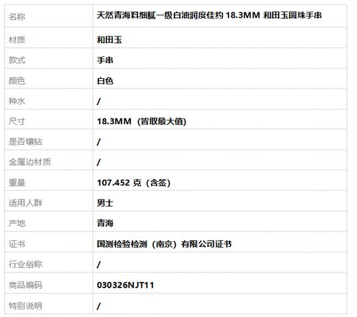 【天然正品】天然青海料细腻一级白油润度佳约18.3MM和田玉圆珠手串18.3MM（皆取最大值）030326NJT11 商品图7