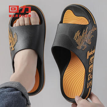 回力运动拖鞋男浴室内户外不易滑厚底凉拖鞋HL39391黑黄色39-40码 商品图7