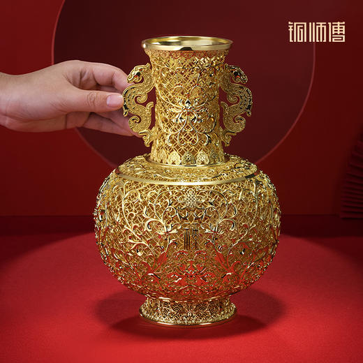铜师傅《花丝宝瓶》客厅桌面铜花瓶摆件 家居装饰品 节日礼物 商品图4