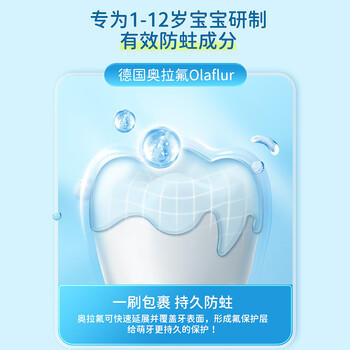 皓齿健专研分龄6-12岁奥拉氟儿童牙膏按压式120g含氟防蛀防龋齿益生菌 商品图4