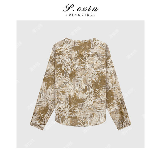 PanYiXiu/潘依绣国风轻奢晕染印花轻薄圆领长袖衬衫 WH00299 商品图2