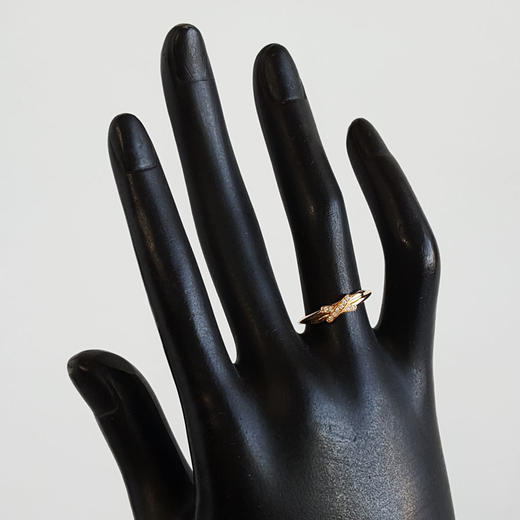 【95新】CHAUMET尚美Jeux de Liens系列玫瑰金镶钻缘系一生系列欢缘X型戒指51号女士120426TJ11 商品图6