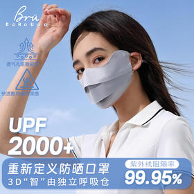 专属-3D“智”由独立呼吸仓【BoRoUoo 分舱氏真丝防晒面罩】真丝护眼角贴片  凉感科技  一键喝水设计