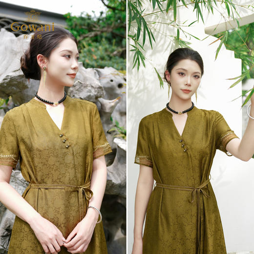 乔万尼商场同款2026夏新品100%桑蚕丝连衣裙中长款裙子EK2E165 商品图2