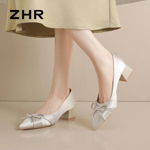ZHR则则法式优雅蝴蝶结尖头浅口单鞋女2026新款气质百搭舒适女鞋 商品图1
