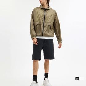 蔻驰男士卡其纯色连帽轻便户外夹克春秋薄外套风衣防晒服