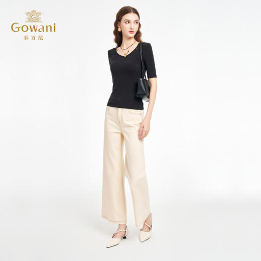 乔万尼2026夏新款商场同款修身显瘦短袖针织衫百搭上衣女EZ2C143 商品图3