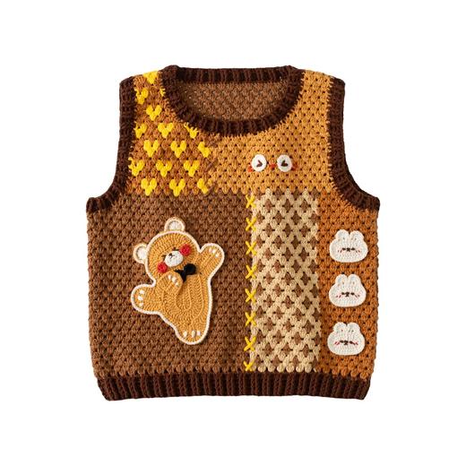 苏苏姐家快乐小熊背心手工diy编织钩针4股棉毛线团衣服材料包 商品图3