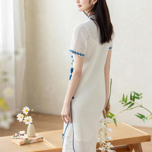苏苏姐家只此青花旗袍裙手工diy衣服钩针蕾丝线编织毛线团材料包 商品图3