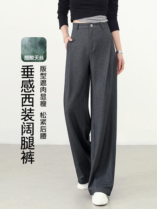 高级感灰色职业西裤女裤 2026春季新款高腰垂感醋酸天丝休闲阔腿裤 商品图0