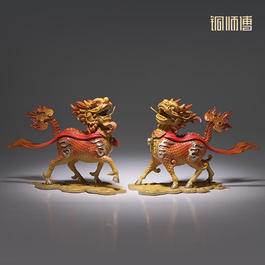 铜师傅《麒麟献瑞》客厅桌面铜摆件 家居装饰工艺品 商品图3