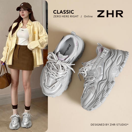 ZHR厚底老爹鞋女2026新款小个子增高运动休闲鞋软底轻便爆款女鞋 商品图0